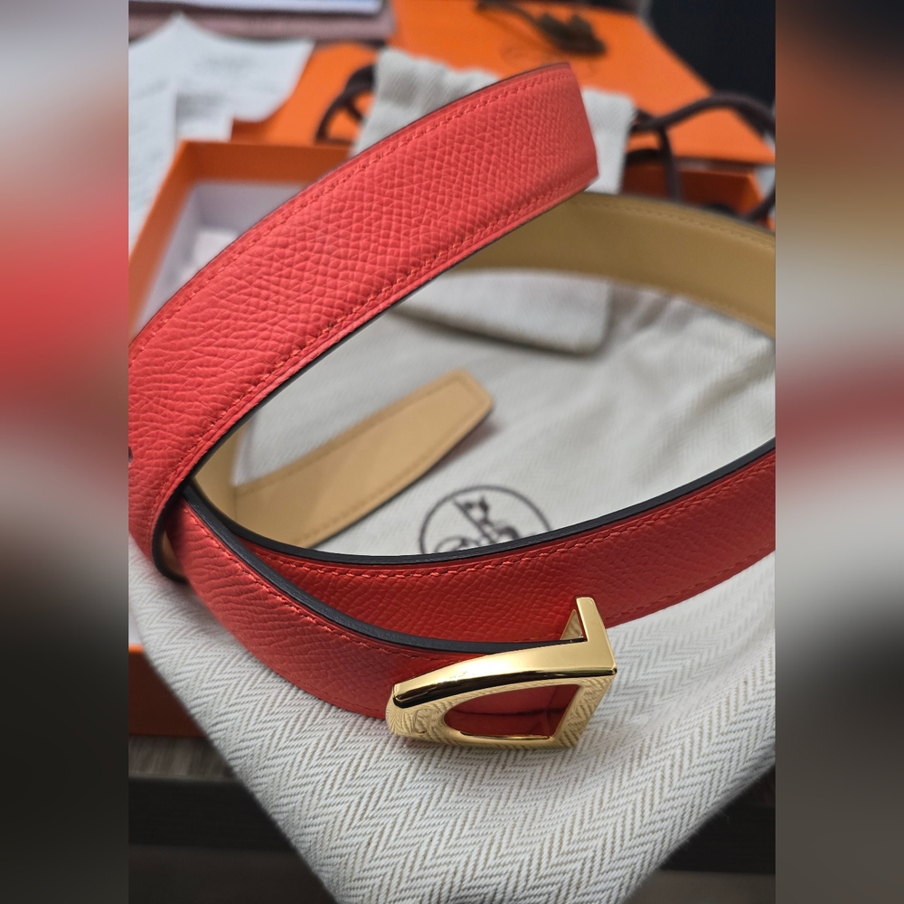 Authentic Hermes Orange Sable Leather Belt - 650 obo - Picture 3 of 9